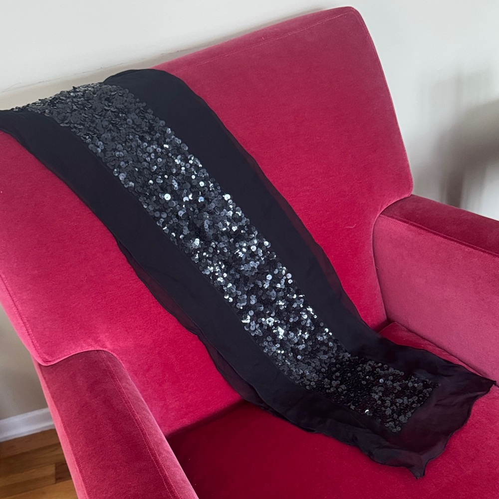 Elegant Black Sequin Scarf/Shoulder Wrap